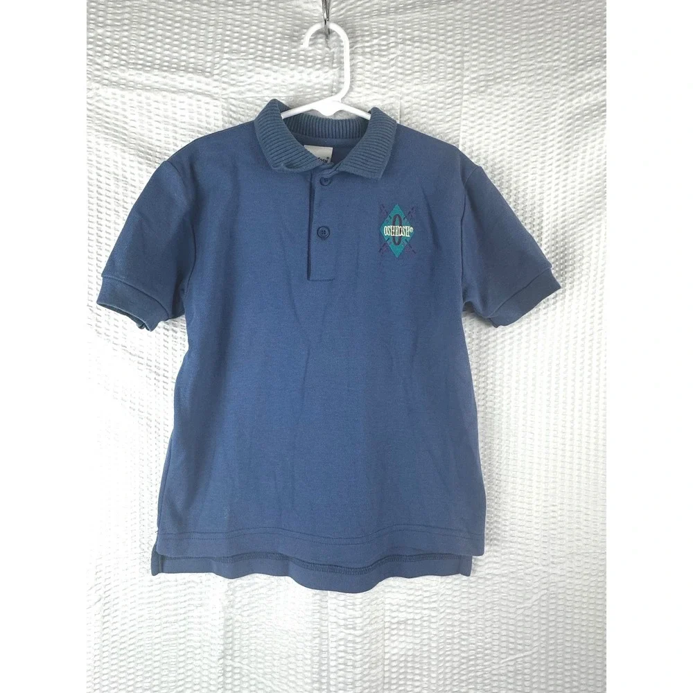 OshKosh B'Gosh Blue Polo‎ Shirt Short Sleeve Embroidered Logo Top size 7